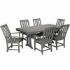POLYWOOD Vineyard 7-Piece Slate Grey Dining Set With Nautical Trestle Table And 6 Arm Chairs