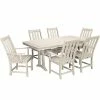 POLYWOOD Vineyard 7-Piece Sand Dining Set With Nautical Trestle Table And 6 Arm Chairs