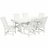 POLYWOOD Vineyard 7-Piece White Dining Set With Nautical Trestle Table And 6 Arm Chairs