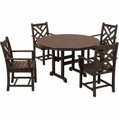POLYWOOD Chippendale 5-Piece Mahogany Dining Set With 4 Arm Chairs