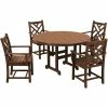 POLYWOOD Chippendale 5-Piece Teak Dining Set With 4 Arm Chairs