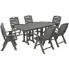 POLYWOOD Nautical 7-Piece Slate Grey Dining Set With 6 Folding Chairs