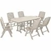 POLYWOOD Nautical 7-Piece Sand Dining Set With 6 Folding Chairs