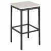 BFM Seating Trent Sand Black Steel Backless Barstool With Relic Antique Wash Seat