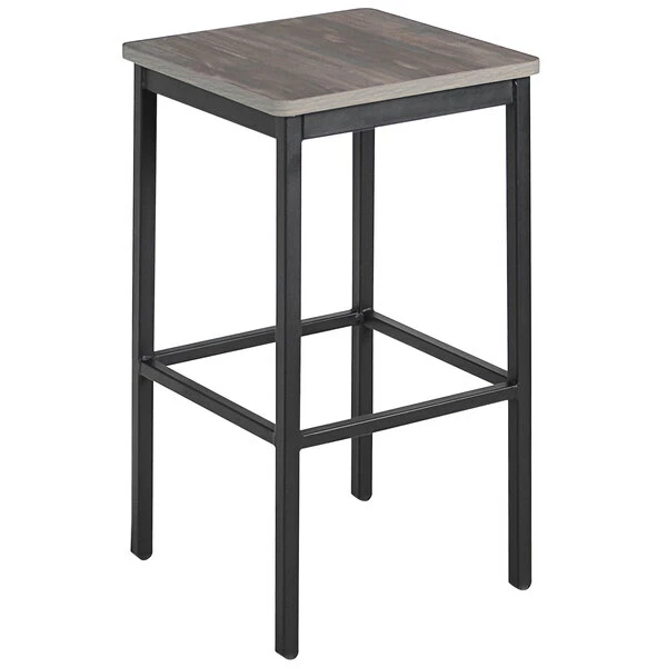 BFM Seating Trent Sand Black Steel Backless Barstool With Relic Chestnut Seat 1 BFM Seating Trent Sand Black Steel Backless Barstool With Relic Chestnut Seat