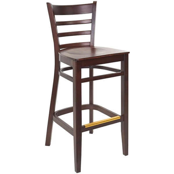 BFM Seating Berkeley Dark Walnut Beechwood Ladder Back Barstool With Veneer Wood Seat 1 BFM Seating Berkeley Dark Walnut Beechwood Ladder Back Barstool With Veneer Wood Seat