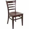 BFM Seating Berkeley Dark Walnut Beechwood Ladder Back Side Chair With Veneer Wood Seat