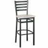 BFM Seating Lima Sand Black Steel Ladder Back Barstool With Relic Antique Wash Seat