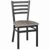 BFM Seating Lima Sand Black Steel Ladder Back Side Chair With Relic Chestnut Seat