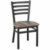 BFM Seating Lima Sand Black Steel Ladder Back Side Chair With Relic Farmhouse Seat