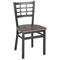 BFM Seating Marietta Sand Black Steel Side Chair With Relic Rustic Copper Seat
