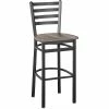 BFM Seating Lima Sand Black Steel Ladder Back Barstool With Relic Farmhouse Seat