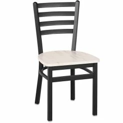 BFM Seating Lima Sand Black Steel Ladder Back Side Chair With Relic Antique Wash Seat