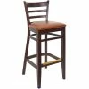 BFM Seating Berkeley Dark Walnut Beechwood Ladder Back Barstool With 2" Light Brown Vinyl Seat