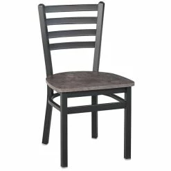 BFM Seating Lima Sand Black Steel Ladder Back Side Chair With Relic Rustic Copper Seat