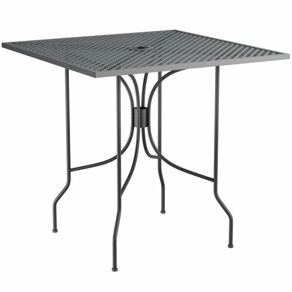 Lancaster Table & Seating Harbor Black 30" Square Outdoor Standard Height Table With Ornate Legs 2 Lancaster Table & Seating Harbor Black 30" Square Outdoor Standard Height Table With Ornate Legs - Image 2