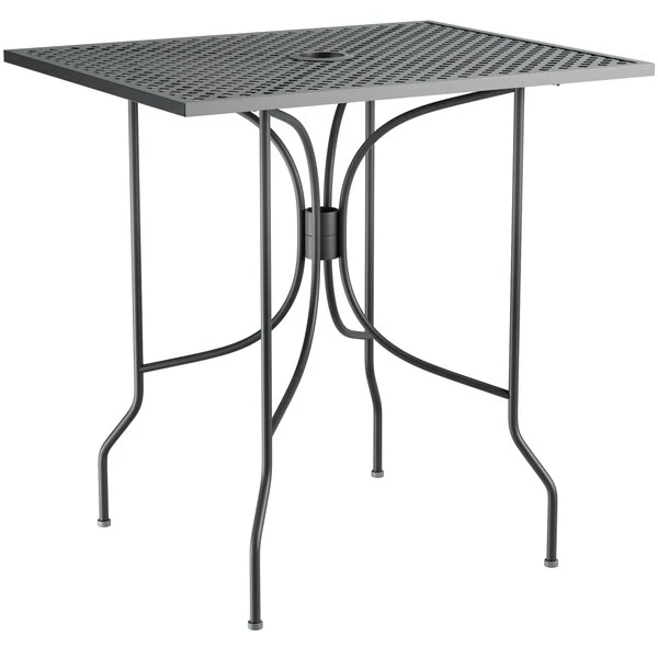 Lancaster Table & Seating Harbor Black 24" X 30" Rectangular Outdoor Standard Height Table With Ornate Legs 2 Lancaster Table & Seating Harbor Black 24" X 30" Rectangular Outdoor Standard Height Table With Ornate Legs - Image 2