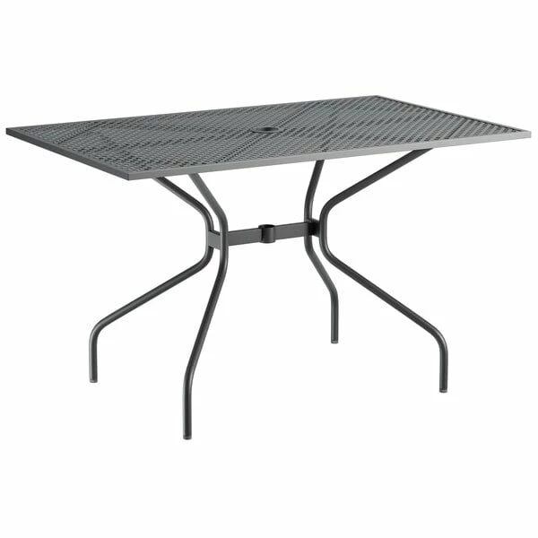 Lancaster Table & Seating Harbor Black 30" X 48" Rectangular Outdoor Standard Height Table With Modern Legs 2 Lancaster Table & Seating Harbor Black 30" X 48" Rectangular Outdoor Standard Height Table With Modern Legs - Image 2
