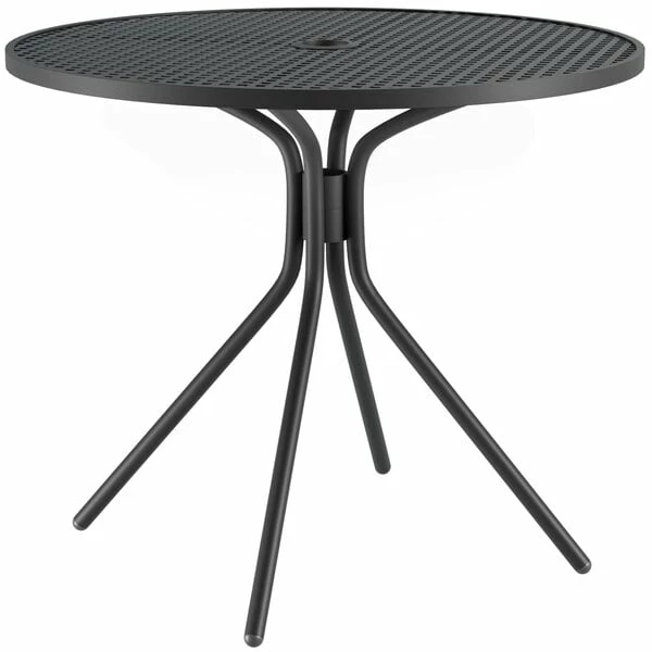 Lancaster Table & Seating Harbor Black 36" Round Outdoor Standard Height Table With Modern Legs 2 Lancaster Table & Seating Harbor Black 36" Round Outdoor Standard Height Table With Modern Legs - Image 2