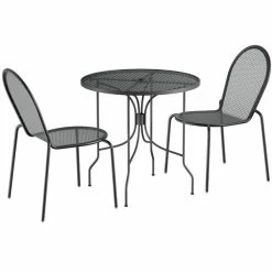 Lancaster Table & Seating Harbor Black 30" Round Outdoor Standard Height Table With Ornate Legs And 2 Side Chairs 5 Lancaster Table & Seating Harbor Black 30" Round Outdoor Standard Height Table With Ornate Legs And 2 Side Chairs -Lancaster Table & Seating Shop 2206505