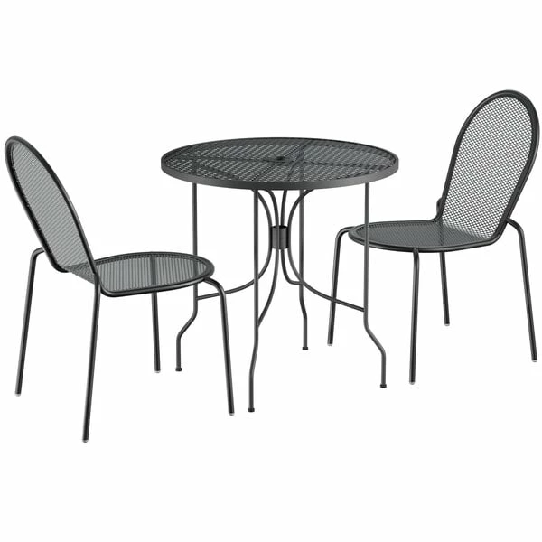 Lancaster Table & Seating Harbor Black 30" Round Outdoor Standard Height Table With Ornate Legs And 2 Side Chairs 2 Lancaster Table & Seating Harbor Black 30" Round Outdoor Standard Height Table With Ornate Legs And 2 Side Chairs - Image 2