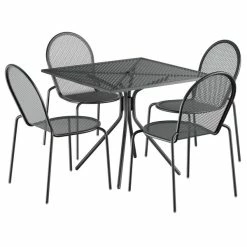 Lancaster Table & Seating Harbor Black 36" Square Outdoor Standard Height Table With Modern Legs And 4 Side Chairs -Lancaster Table & Seating Shop 2206509