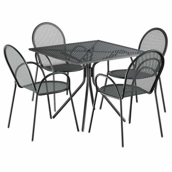 Lancaster Table & Seating Harbor Black 36" Square Outdoor Standard Height Table With Modern Legs And 4 Arm Chairs 2 Lancaster Table & Seating Harbor Black 36" Square Outdoor Standard Height Table With Modern Legs And 4 Arm Chairs - Image 2