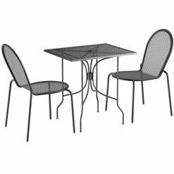Lancaster Table & Seating Harbor Black 24" X 30" Rectangular Outdoor Standard Height Table With Ornate Legs And 2 Side Chairs -Lancaster Table & Seating Shop 2206537