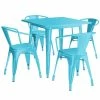 LT&S Alloy Series Lancaster Table & Seating Alloy Series 32" X 32" Arctic Blue Dining Height Outdoor Table With 4 Arm Chairs