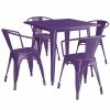 LT&S Alloy Series Lancaster Table & Seating Alloy Series 32" X 32" Purple Dining Height Outdoor Table With 4 Arm Chairs