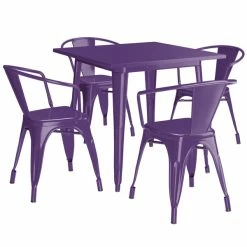 LT&S Alloy Series Lancaster Table & Seating Alloy Series 32" X 32" Purple Dining Height Outdoor Table With 4 Arm Chairs