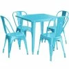 LT&S Alloy Series Lancaster Table & Seating Alloy Series 32" X 32" Arctic Blue Dining Height Outdoor Table With 4 Industrial Cafe Chairs