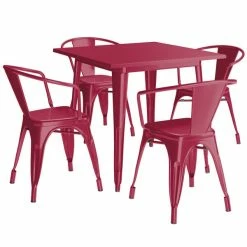 LT&S Alloy Series Lancaster Table & Seating Alloy Series 32" X 32" Sangria Dining Height Outdoor Table With 4 Arm Chairs