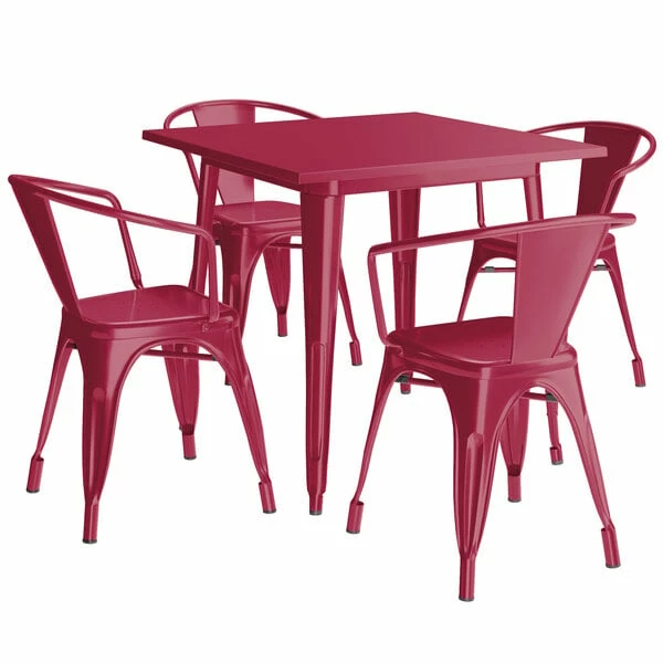 LT&S Alloy Series Lancaster Table & Seating Alloy Series 32" X 32" Sangria Dining Height Outdoor Table With 4 Arm Chairs 1 LT&S Alloy Series Lancaster Table & Seating Alloy Series 32" X 32" Sangria Dining Height Outdoor Table With 4 Arm Chairs