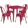 LT&S Alloy Series Lancaster Table & Seating Alloy Series 32" X 32" Sangria Dining Height Outdoor Table With 4 Industrial Cafe Chairs