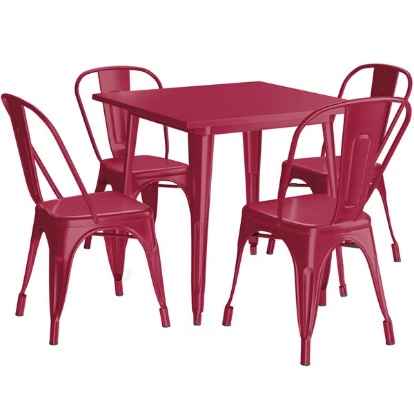 LT&S Alloy Series Lancaster Table & Seating Alloy Series 32" X 32" Sangria Dining Height Outdoor Table With 4 Industrial Cafe Chairs 1 LT&S Alloy Series Lancaster Table & Seating Alloy Series 32" X 32" Sangria Dining Height Outdoor Table With 4 Industrial Cafe Chairs
