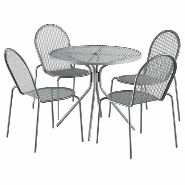 Lancaster Table & Seating Harbor Gray 36" Round Outdoor Standard Height Table With Modern Legs And 4 Side Chairs 2 Lancaster Table & Seating Harbor Gray 36" Round Outdoor Standard Height Table With Modern Legs And 4 Side Chairs - Image 2