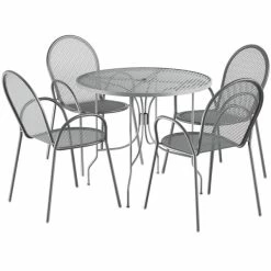 Lancaster Table & Seating Harbor Gray 36" Round Outdoor Standard Height Table With Ornate Legs And 4 Arm Chairs 5 Lancaster Table & Seating Harbor Gray 36" Round Outdoor Standard Height Table With Ornate Legs And 4 Arm Chairs -Lancaster Table & Seating Shop 2208376