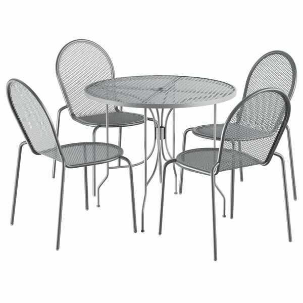 Lancaster Table & Seating Harbor Gray 36" Round Outdoor Standard Height Table With Ornate Legs And 4 Side Chairs 2 Lancaster Table & Seating Harbor Gray 36" Round Outdoor Standard Height Table With Ornate Legs And 4 Side Chairs - Image 2