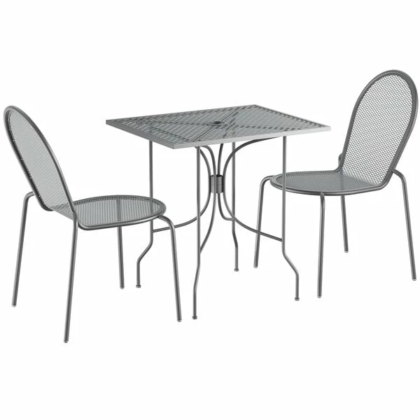 Lancaster Table & Seating Harbor Gray 24" X 30" Rectangular Outdoor Standard Height Table With Ornate Legs And 2 Side Chairs 2 Lancaster Table & Seating Harbor Gray 24" X 30" Rectangular Outdoor Standard Height Table With Ornate Legs And 2 Side Chairs - Image 2