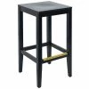 BFM Seating Stockton Black Beechwood Square Backless Barstool With Veneer Wood Seat