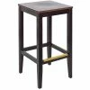 BFM Seating Stockton Dark Walnut Beechwood Square Backless Barstool With Veneer Wood Seat