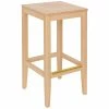 BFM Seating Stockton Natural Beechwood Square Backless Barstool With Veneer Wood Seat
