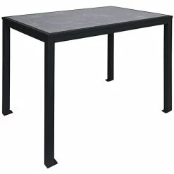 BFM Seating Surf 36" X 72" Black Aluminum Bolt-Down Pietro Top Bar Height Table