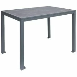 BFM Seating Surf 36" X 72" Soft Gray Aluminum Bolt-Down Pietro Top Bar Height Table
