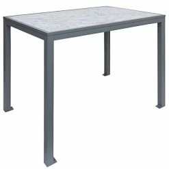 BFM Seating Surf 36" X 72" Soft Gray Aluminum Bolt-Down Carrara Top Bar Height Table