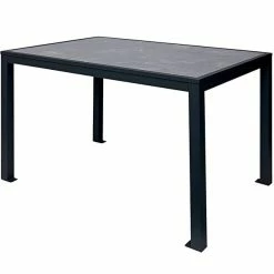 BFM Seating Surf 32" X 48" Black Aluminum Bolt-Down Pietro Top Standard Height Table