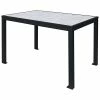 BFM Seating Surf 36" X 72" Black Aluminum Bolt-Down Carrara Top Standard Height Table