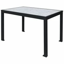 BFM Seating Surf 36" X 72" Black Aluminum Bolt-Down Carrara Top Standard Height Table