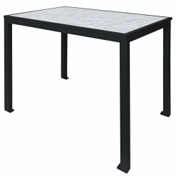 BFM Seating Surf 36" X 72" Black Aluminum Bolt-Down Carrara Top Bar Height Table